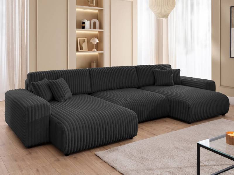 S-Style Möbel Wohnlandschaft Mollis mit Schlaffunktion und Bettkasten aus Plüschcord von S-Style Möbel
