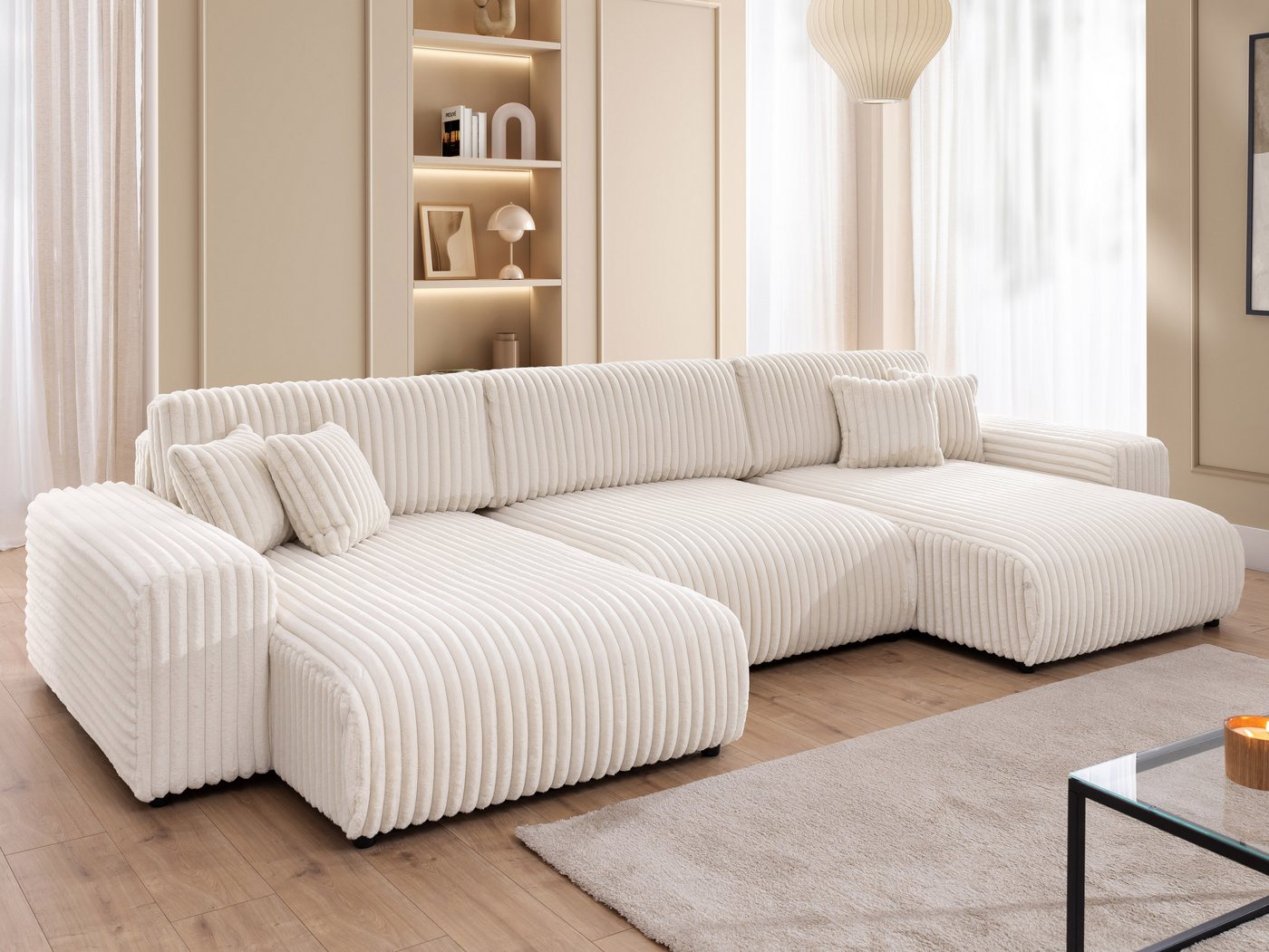 S-Style Möbel Wohnlandschaft Mollis mit Schlaffunktion und Bettkasten aus Plüschcord S-Style Möbel Wohnlandschaft Mollis mit Schlaffunktion und Bettkasten aus Plüschcord von S-Style Möbel