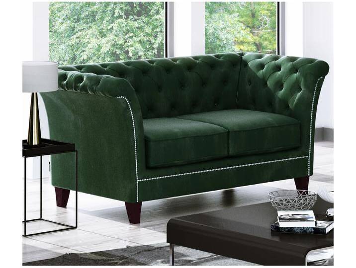 Talia - Chesterfield Sofa 2-Sitzer aus Samt-Stoff mit Holzfüßen von S-Style Möbel