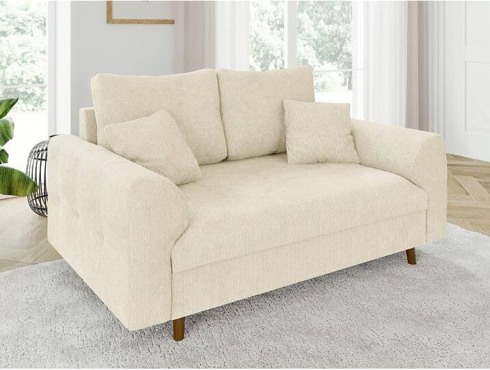 Trygve - Sofa 2 sitzer mit Braun Holzfüßen im skandinavischen Stil aus Chenille-Stoff von S-Style Möbel