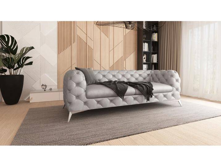 S-Style Möbel Valentin - Chesterfield Sofa 3-Sitzer mit Silber Metall Füßen - Grau S-Style Möbel Valentin - Chesterfield Sofa 3-Sitzer mit Silber Metall Füßen - Grau von S-Style Möbel