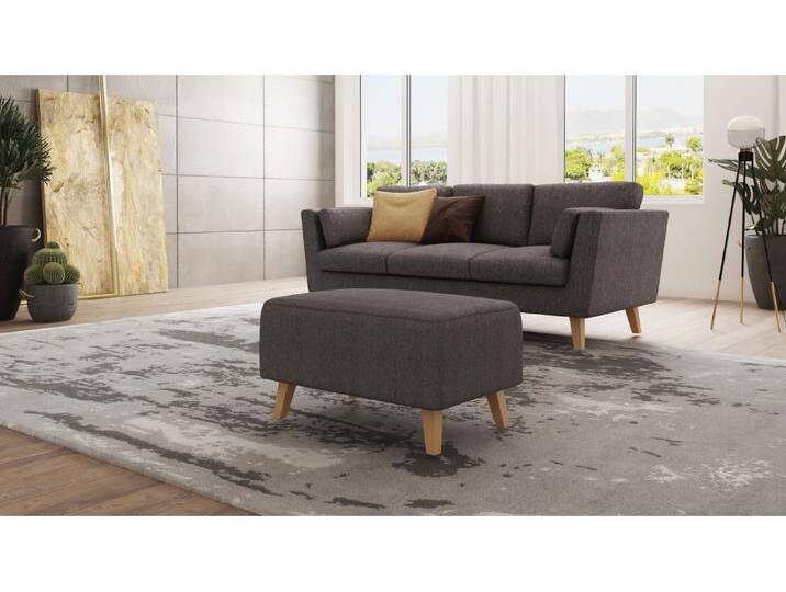 S-Style Möbel Violet - Fußhocker mit Holzfüßen im skandinavischen Stil - Braun - Khaki von S-Style Möbel
