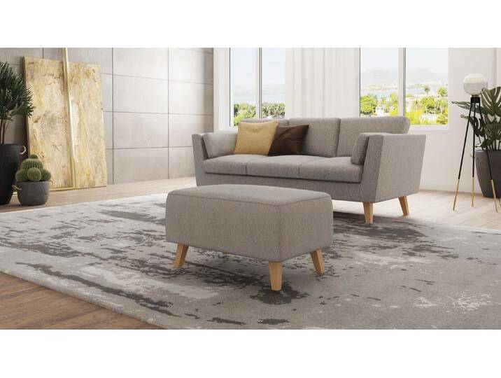 S-Style Möbel Violet - Fußhocker mit Holzfüßen im skandinavischen Stil - Dunkelbeige von S-Style Möbel