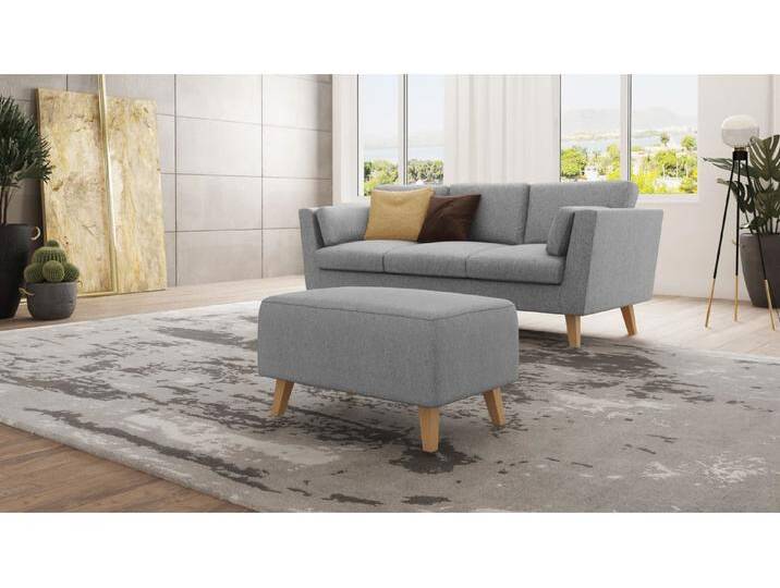 S-Style Möbel Violet - Fußhocker mit Holzfüßen im skandinavischen Stil - Grau von S-Style Möbel