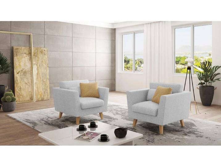S-Style Möbel Violet - Sessel mit Holzfüßen im skandinavischen Stil - Silber von S-Style Möbel