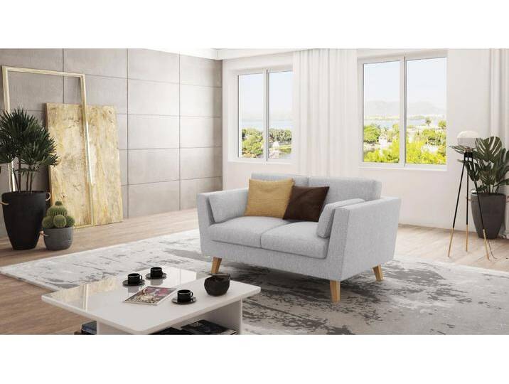 S-Style Möbel Violet - Sofa 2-Sitzer mit Holzfüßen im skandinavischen Stil - Silber S-Style Möbel Violet - Sofa 2-Sitzer mit Holzfüßen im skandinavischen Stil - Silber von S-Style Möbel