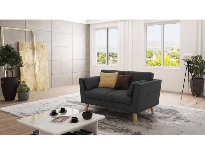 S-Style Möbel Violet - Sofa 2-Sitzer mit Holzfüßen im skandinavischen Stil - Graphit S-Style Möbel Violet - Sofa 2-Sitzer mit Holzfüßen im skandinavischen Stil - Graphit von S-Style Möbel