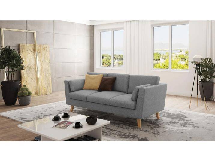 S-Style Möbel Violet - Sofa 3-Sitzer mit Holzfüßen im skandinavischen Stil - Grau S-Style Möbel Violet - Sofa 3-Sitzer mit Holzfüßen im skandinavischen Stil - Grau von S-Style Möbel