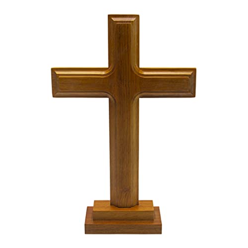 S-TROUBLE Holz-Stehkreuz Dekor Altarkreuz mit Ständer Doppelseitiges Tischkreuz Geschenk von S-TROUBLE