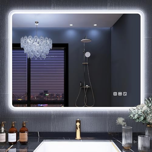 S'bagno Badspiegel mit Beleuchtung 60 x 80 cm Badezimmer Spiegel mit LED mit Berührungssensor/Dimmung/Farbwechsel Spiegel mit Beleuchtung Bad mit Bluetooth-Lautsprecher von S'bagno