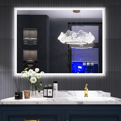 S'bagno LED Badezimmerspiegel Spiegel mit Beleuchtung 60 x 80 cm Badspiegel mit Beleuchtung mit Berührungssensor/Dimmung/Farbwechsel Badezimmer Spiegel mit LED mit Bluetooth-Lautsprecher von S'bagno