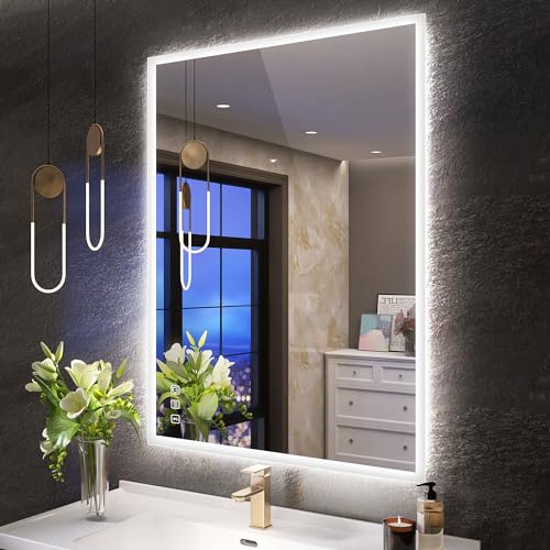 S'bagno LED Badezimmerspiegel Spiegel mit Beleuchtung 60 x 80 cm Badspiegel mit Beleuchtung mit Berührungssensor/Dimmung/Farbwechsel Badezimmer Spiegel mit LED mit Bluetooth-Lautsprecher von S'bagno