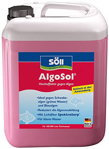 Söll 80536 AlgoSol, 10 l - Teichpflege gegen Algen - hocheffektives Teichpflegemittel/Algenmittel mit Lichtfilter gegen Teichalgen Schwebealgen Blaualgen von Söll