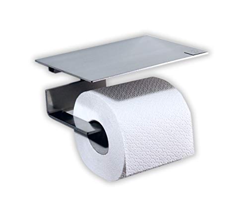 WC Rollenhalter/Toilettenpapierhalter mit Abstellfläche/Ablage aus geschliffenem Edelstahl - Made in Germany - WC Rollenhalter/Toilettenpapierhalter mit Abstellfläche/Ablage aus geschliffenem Edelstahl - Made in Germany - von SD