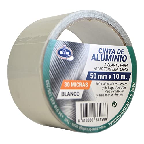 S&M Aluband weiß 50 mm x 10 m (Stärke 30 Mikron) SANEAPLAST-Aluminium-Klebeband Allzweckband - 10 Meter Rolle von S&M