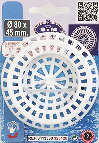 S&M Großer Kunststoff-Abfluss für Küchenspüle Y/O Bad Finish in Weiß Ø80 x 45 mm von S&M