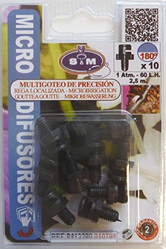 S & M H microdifusor 180º-60 L/h-blister 10UDS, schwarz von S&M
