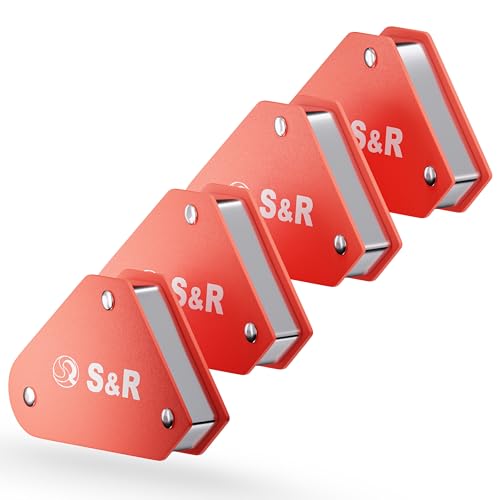 S&R 4-Teiliges Mini-Schweißmagnet-Set, Magnethalter Winkelmagnet Schweißhelfer, Magnetwinkel/Montagewinkel 45°, 90° u. 135° von S&R