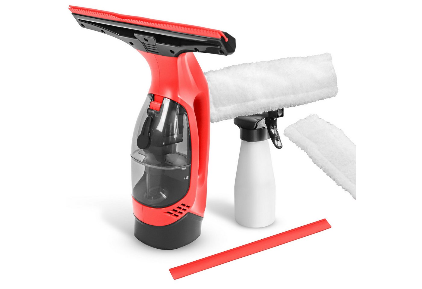 S&R Akku-Fensterreiniger STARK Akku-Fenstersauger WC 2000 HOME, Set mit abnehmbarem Wassertank, Sprühflasche, Streifenfreie Reinigung aller glatten Oberflächen von S&R