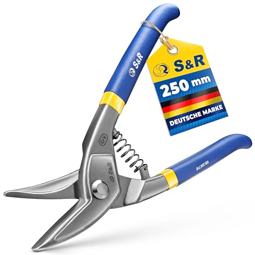 S&R Blechschere Circular-Serie 250mm, gebogen/gerade, flexibel einsetzbare Schere für kreisförmige und gerade Schnitte von Metall, Stahl Blech, Figurenschere, Lochschere von S&R