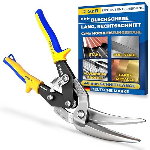 S&R Blechschere Rechsschnitt 280mm – Durchlaufblechschere aus Hochleistungsstahl mit CrMo-Stahlklingen, induktionsgehärtet 60–62 HRC, 48mm Schnittleistung – ergonomisch, Anti-Rutsch-Griffe, Sicherheit S&R Blechschere Rechsschnitt 280mm – Durchlaufblechschere aus Hochleistungsstahl mit CrMo-Stahlklingen, induktionsgehärtet 60–62 HRC, 48mm Schnittleistung – ergonomisch, Anti-Rutsch-Griffe, Sicherheit von S&R