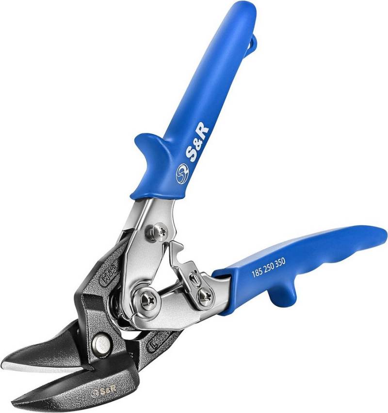 S&R Blechschere in Profi-Qualität Hochleistungsschere Ideal-Serie, stark und wendig, (1-tlg), Linksschnitt, 260 mm, Durchlaufschere für Blech mit doppeltem Hebel von S&R