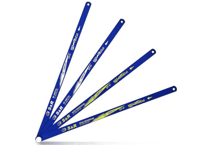 S&R Handsäge Sägeblätter Set mit Hochleistungs-MOLYBDÄN-Sägeblättern (Set, 4-tlg), MADE IN GERMANY/für Metallsägen / Bügelsäge von S&R