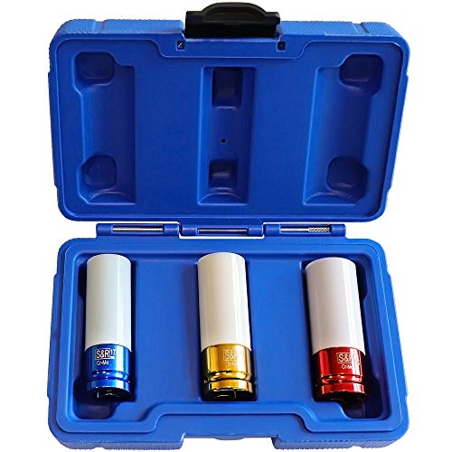 S&R Kraft-Schoneinsätze Set 1/2" – 17-21 mm für Alu-Felgen, Radschrauben & Radmuttern – Chrom-Molybdän Stahl, geeignet für Schlagschrauber und Drehmomentschlüssel, Vierkantantrieb von S&R