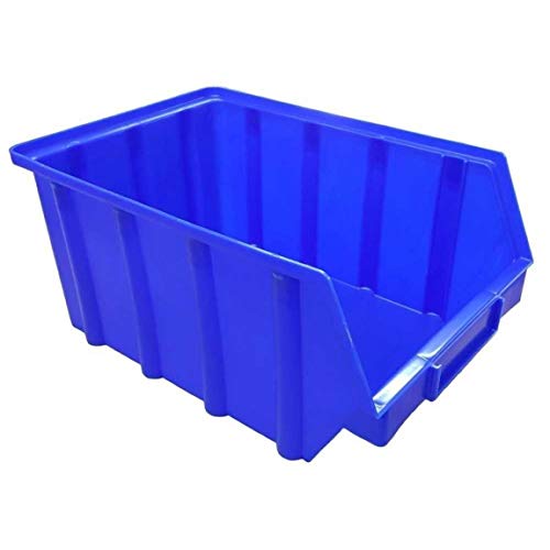 10 Stück Stapelboxen – blau – Größe 3 (145 x 248 x 127 mm) - stapelbar/Sichtbox/Regalbox/Lagerbox von S&S-Shop