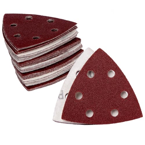 Delta-Schleifdreiecke mit Klett, 120 Blatt Mix Set, 93 x 93 x 93 mm, 6 Löcher, je 20 x Korn 40/60/80/120/180/240, für Deltaschleifer Schleifblätter Dreieckschleifer, Staubabsaugung von S&S-Shop