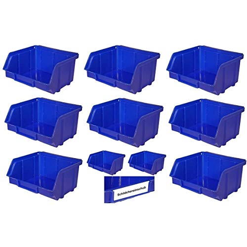 192 Stück Stapelboxen – blau – Größe 1 (102 x 96 x 52 mm) - stapelbar | Regalbox | Sichtbox | Lagerbox | Stapelbox von S&S-Shop