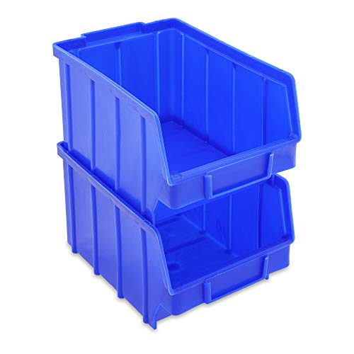 26 Stapelboxen Blau Gr.3 | aus hochwertigem Kunststoff | mit Schildcheneinschub | Lagerkisten | Schraubenbox | Lagerboxen | Sortierbox | Ordnungssystem | Werkstattzubehör | Made in Germany von S&S-Shop