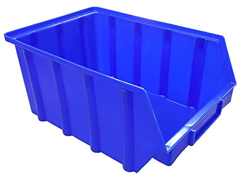 5 Stapelboxen Blau Gr.4 | aus hochwertigem Kunststoff | mit Schildcheneinschub | Lagerkisten | Schraubenbox | Lagerboxen | Sortierbox | Ordnungssystem | Werkstattzubehör | Made in Germany von S&S-Shop