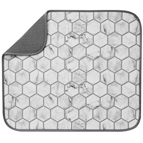 S&T INC. Abtropfmatte für Küche, saugfähig, wendbar, Mikrofaser, 40,6 x 45,7 cm, Marmorfliese von S&T INC.