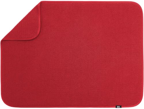 S&T INC. Abtropfmatte für Küche, saugfähig, wendbar, XL, Mikrofaser, 45,7 x 61 cm, Rot von S&T INC.