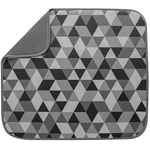 S&T INC. Triangles Absorbent, Reversible Microfiber Dish Drying Mat for Kitchen Saugfähige, wendbare Mikrofaser-Abtropfmatte für die Küche, Polyester, Dreiecke von S&T INC.