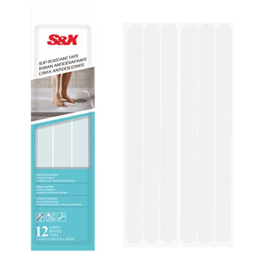 S&X Anti-Rutsch Streifen, Rau Strukturierte, wie Schleifpapier, Igeeignet für Treppen, Stufen, Badewannen, Duschen, 2cm x28cm, 12 Streifen von S&X