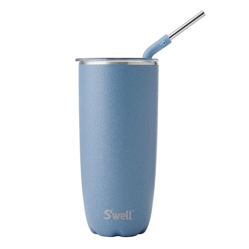 S'well Edelstahlbecher mit Strohhalm und Schiebedeckel, 700 ml, Stil Desert Sky, dreilagiger, vakuumisolierter Behälter, hält Getränke 18 h kalt und 5 h heiß, BPA-frei von S'well