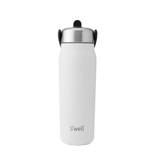 S'well Explorer Flasche aus recyceltem Edelstahl mit Klapp-Trinkhalm-Deckel, 700 ml, Stil weißer Mondstein, dreilagiger, vakuumisolierter Behälter, hält Getränke 36 h kalt und 8 h heiß, BPA-frei S'well Explorer Flasche aus recyceltem Edelstahl mit Klapp-Trinkhalm-Deckel, 700 ml, Stil weißer Mondstein, dreilagiger, vakuumisolierter Behälter, hält Getränke 36 h kalt und 8 h heiß, BPA-frei von S'well