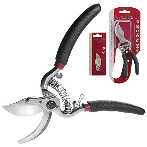 S. Kunde & Sohn Germany – die leichteste geschmiedete Gartenschere SKS6 Tradition + 1 Ersatzklinge GRATIS – ergonomisches Design – Bypass – Rosen-Rebschere – ∅20mm – kompl. beschichtet, rostfrei von S. Kunde & Sohn Germany
