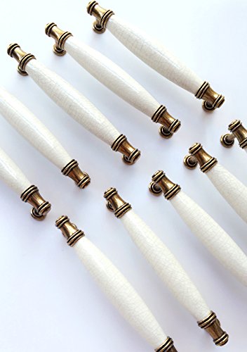10 x Türgriff Bogengriffe T Bar Küche Türgriffe Schrank Schublade Schlafzimmer Möbel Griffe Keramik Lochmitten 128mm (Typ A) von Hafeehoo