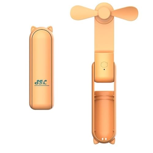 SIC Tragbarer Mini-Ventilator, tragbarer batteriebetriebener Ventilator, kleiner leiser Schreibtischventilator, tragbare Ventilatoren, Powerbank wiederaufladbarer Ventilator, Typ-C-Anschluss (Orange) von S.I.C