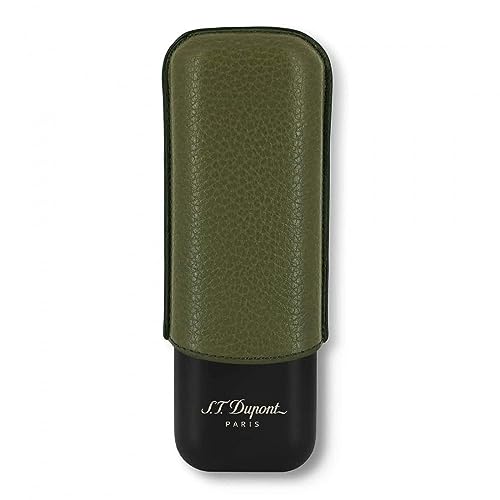 ST Dupont 2-Zigarren-Zigarrenetui aus khakifarbenem Leder und ma von S.T. Dupont