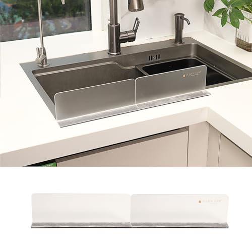 Küchenspüle Spritzschutz, Zweiseitig Klebe Eisentuch Selbstklebende Magnetplatten - Transparentes Acryl (Frosted) Geeignet für Spritzschutz Küchenspüle Bereich (22,6 x 3,0 x 8,5 cm) (2 Stück) von S.T.D