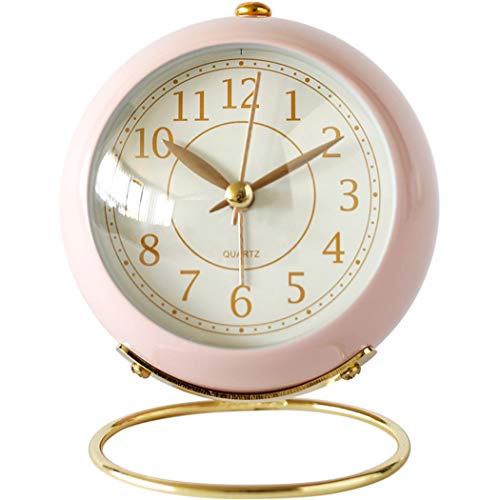 SWHONG Analoge Tischuhren Bedside Non Ticking Batteriebetrieben Silent Clock Desk Einfache leise kleine Schlafzimmeruhren Pink von S.W.H