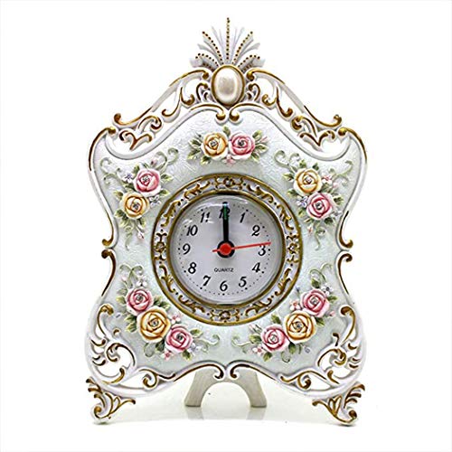 SWHONG Mini Schick Harz Tisch Stillen Digitaluhr Schöne Blume Uhr Perfekte Perle Inlay Uhr Kunst Wohnkultur Beige von S.W.H