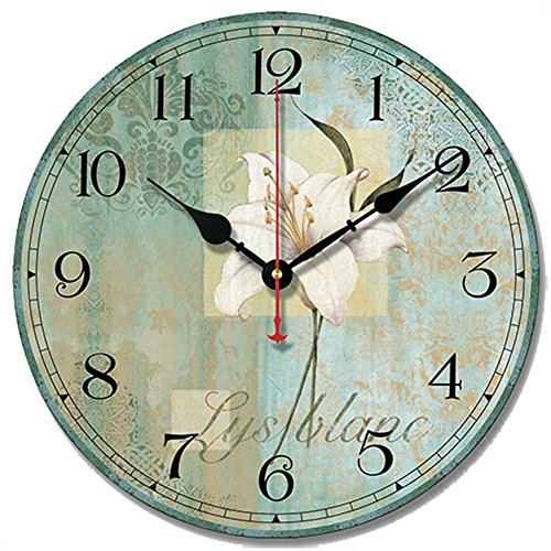 SWHONG Vintage Shabby Chic Blumen Wanduhr Silent Wohnzimmer Schlafzimmer Home Decor 12 Zoll 30,5 cm von S.W.H