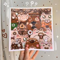 Bunch Of Coffee Katzen Kunstdruck | Süßer Katze Illustration Süße Süßes Poster Café Kunst Kaffeeliebhaber Bunch Of Coffee Katzen Kunstdruck | Süßer Katze Illustration Süße Süßes Poster Café Kunst Kaffeeliebhaber von S1MoonKa