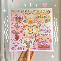Bunch Of Cozy Spring Katzen Kunstdruck | Süßer Katze Illustration Süße Süßes Poster Gemütliche Kunst Teeliebhaber Bunch Of Cozy Spring Katzen Kunstdruck | Süßer Katze Illustration Süße Süßes Poster Gemütliche Kunst Teeliebhaber von S1MoonKa