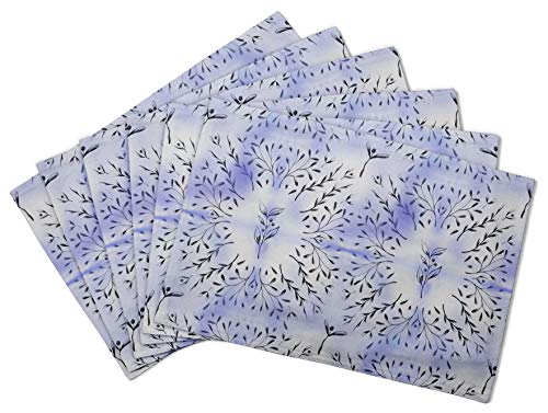 S4Sassy Azul semillas Fresno europeo hojas manteles de Tela reversibles impresos mesa comedor esteras-12 x 18 pulgadas-6 pcs von S4Sassy